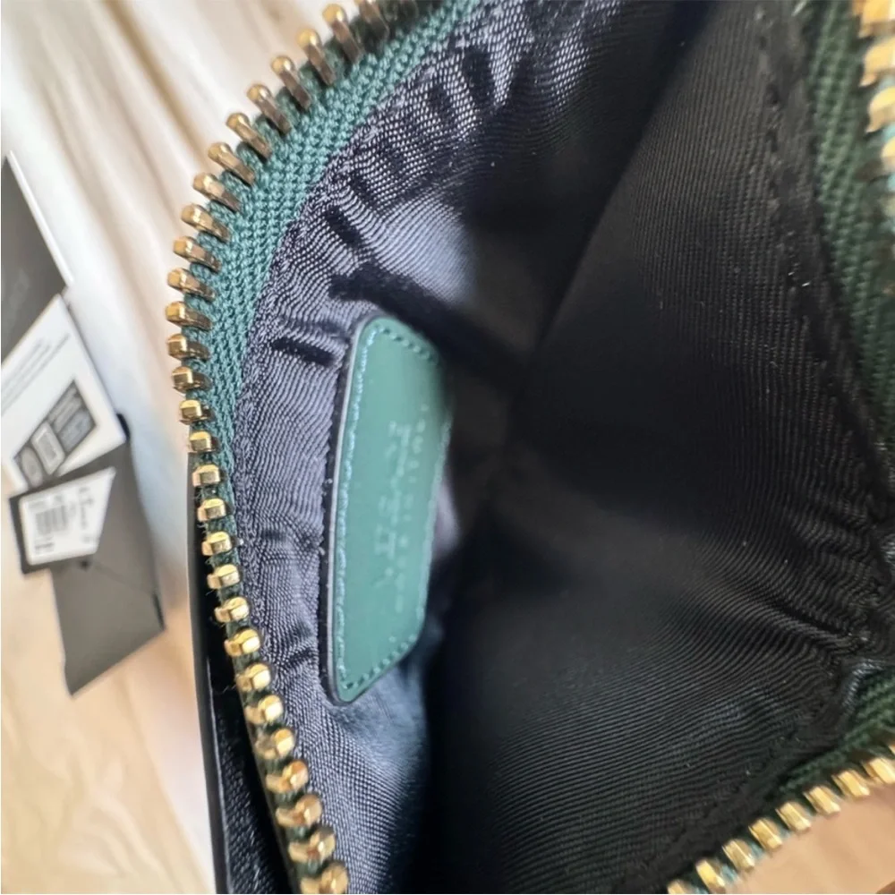 Versace Medusa Forest Green Unisex Leather Wallet With Detachable Lanyard Strap